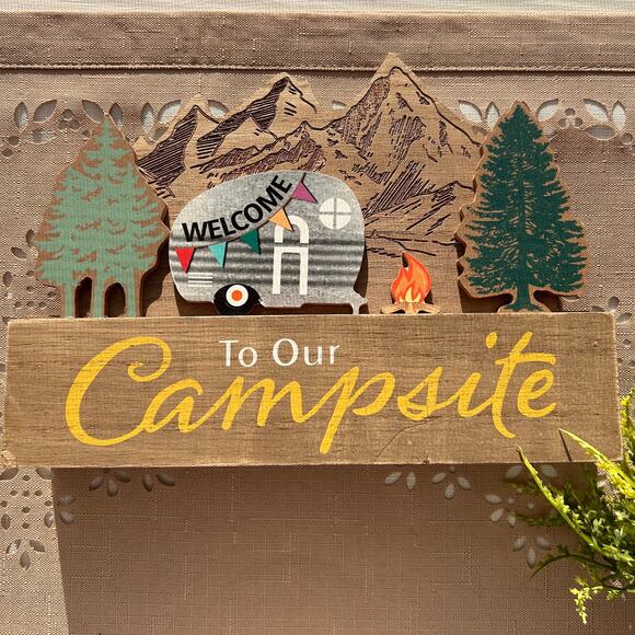 NEW Michaels "Welcome To Our Campsite" Tabletop Room Decor by Ashland - Picture 1 of 10